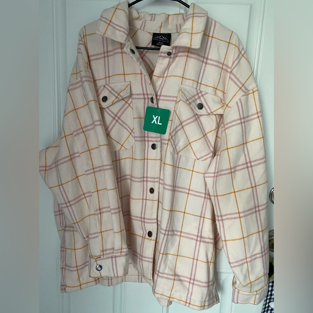 NWT HFX plaid fleece shacket size XL
